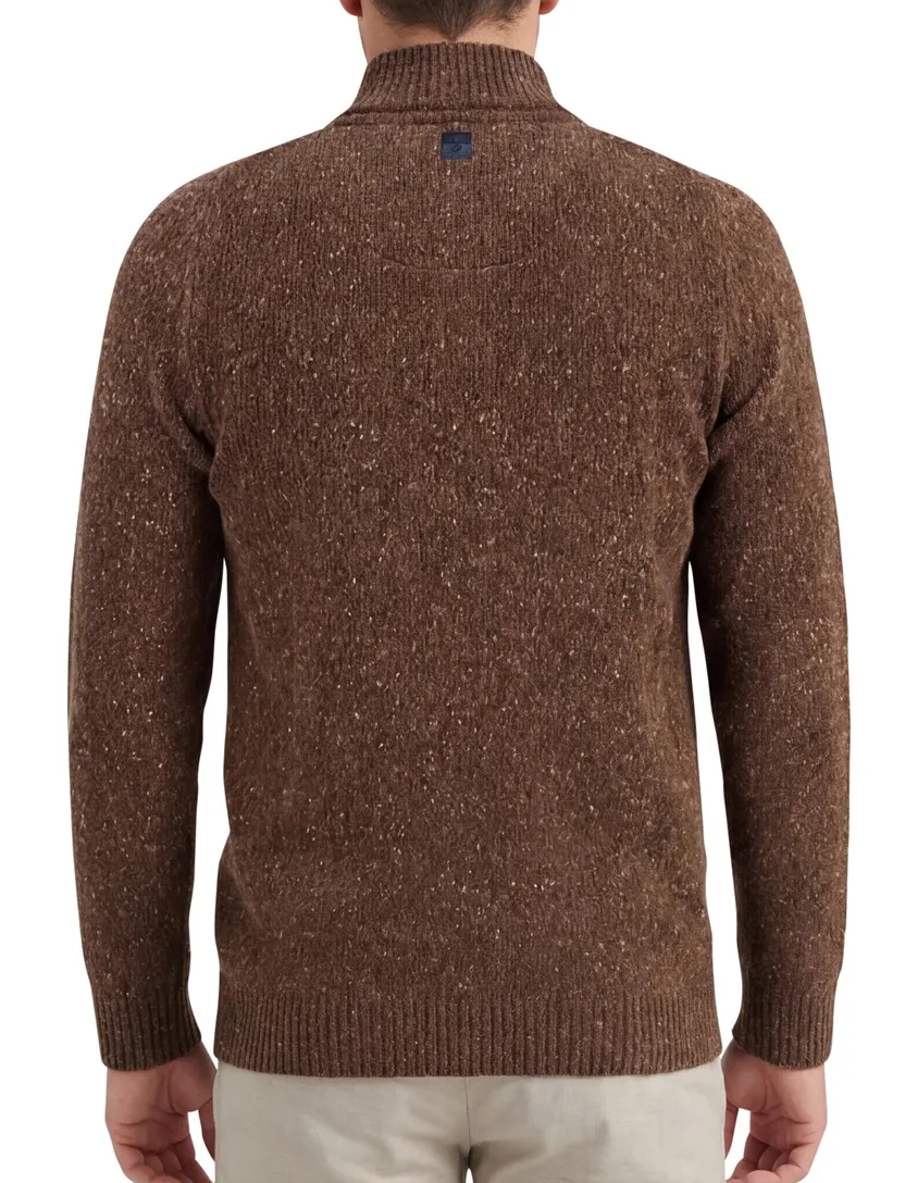 A Fish Named Fred trui bruin gebreid gemêleerd slim fit