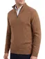A Fish Named Fred halfzip trui effen bruin slim fit