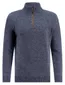 katoenen A Fish Named Fred halfzip trui blauw effen slim fit