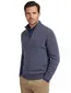 katoenen A Fish Named Fred halfzip trui blauw effen slim fit