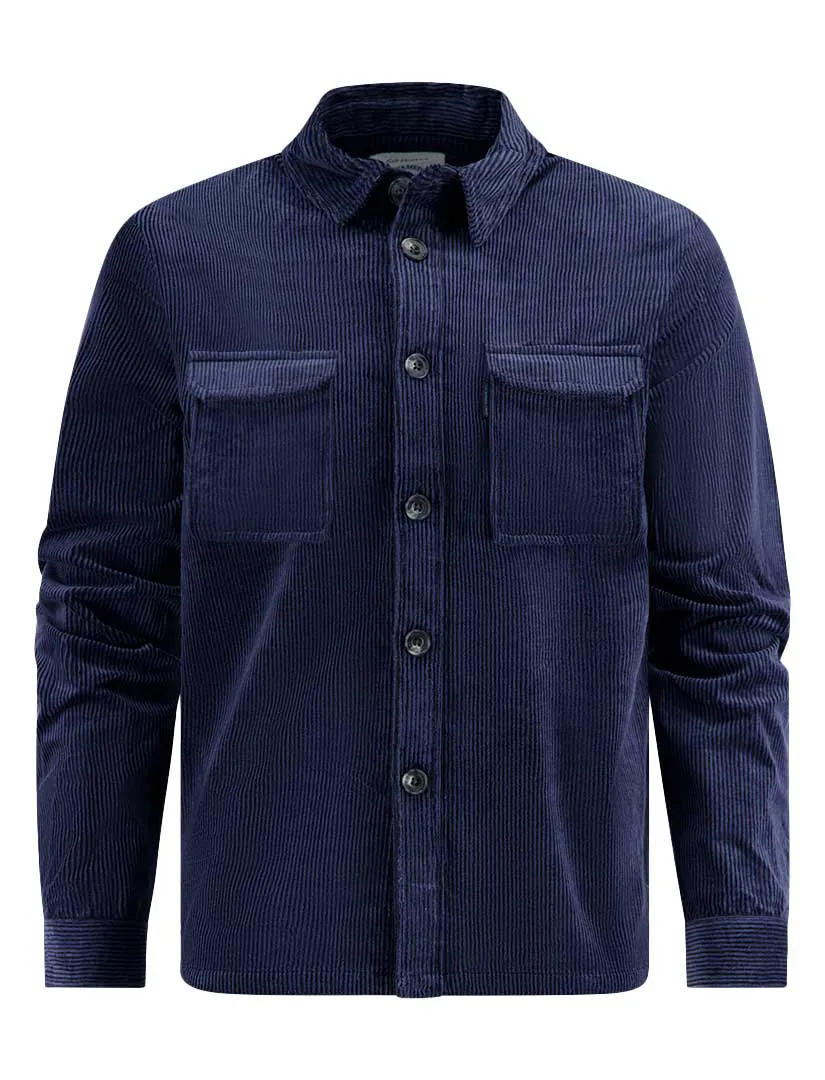 A Fish Named Fred overshirt donkerblauw rib