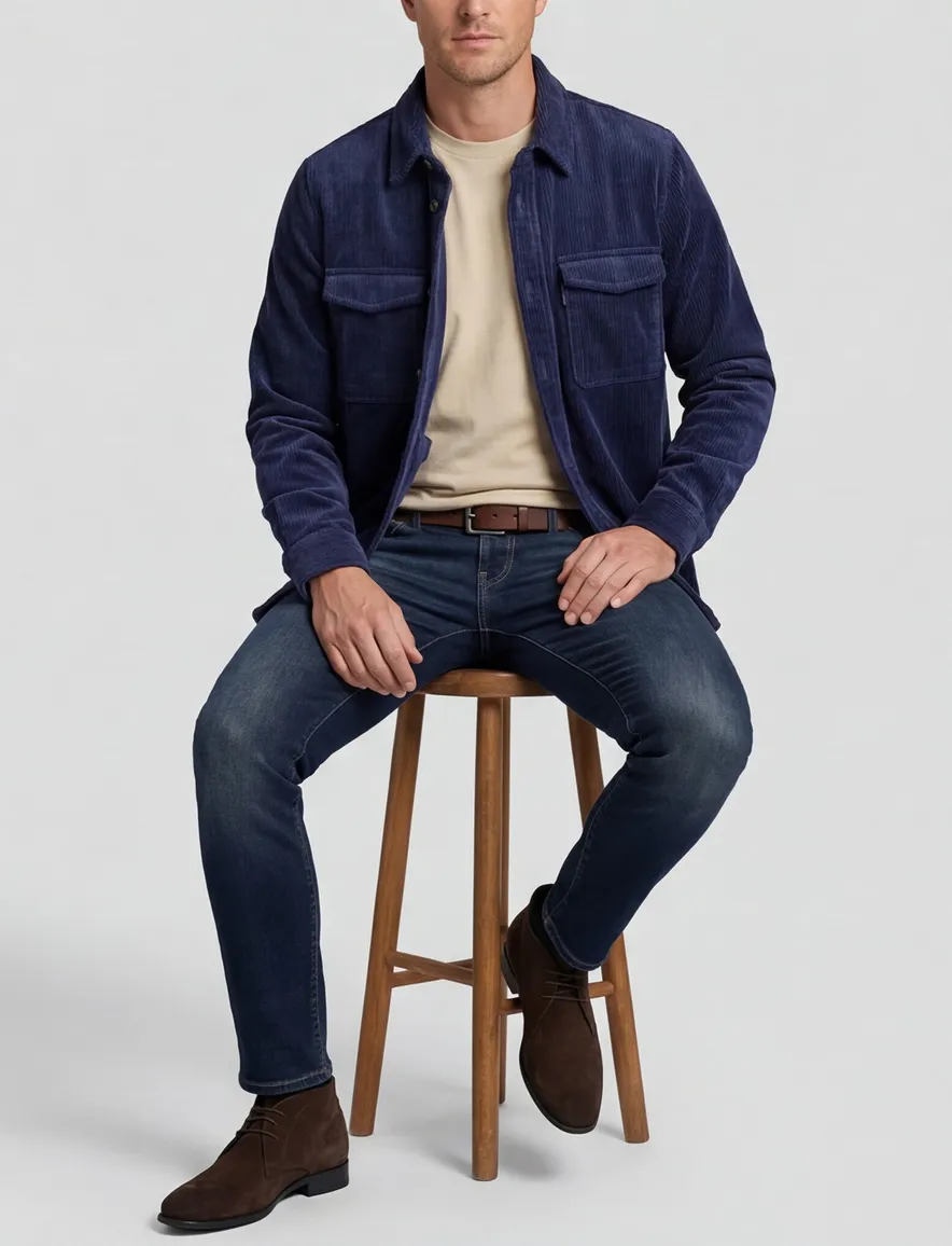 A Fish Named Fred overshirt navy corduroy