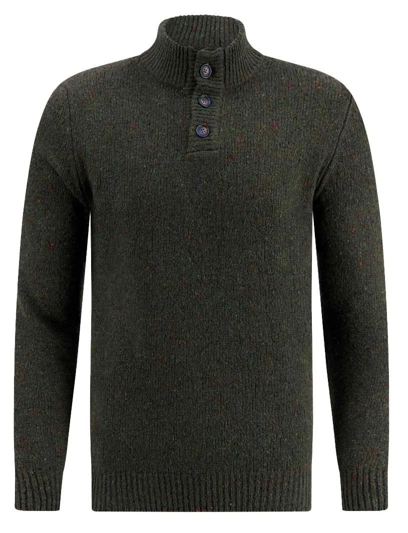 A Fish Named Fred trui groen gebreid gemêleerd slim fit