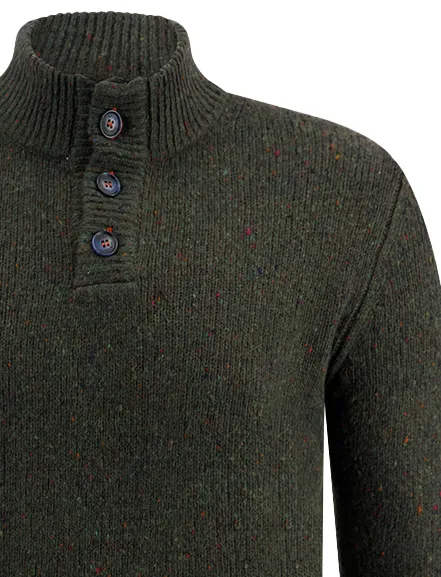 A Fish Named Fred trui groen gebreid gemêleerd slim fit