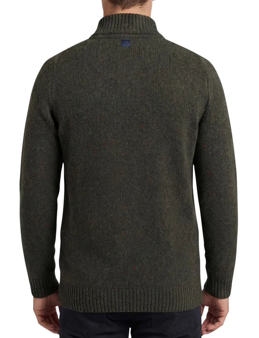A Fish Named Fred trui groen gebreid gemêleerd slim fit