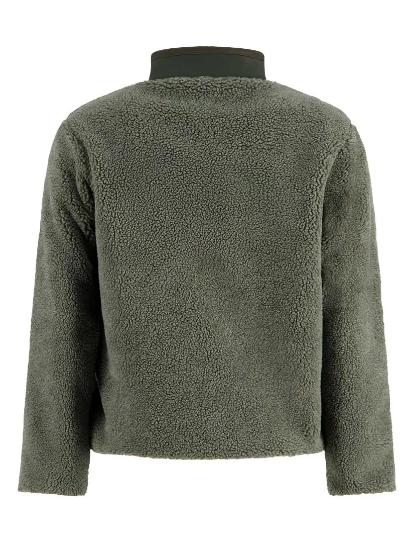 A Fish Named Fred fleece jas groen effen slim fit