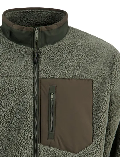 A Fish Named Fred fleece jas groen effen slim fit
