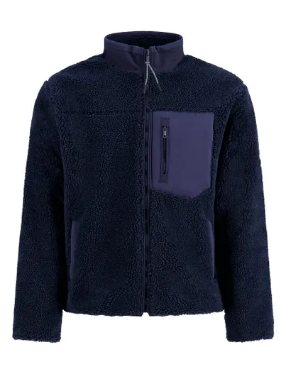 A Fish Named Fred A Fish Named Fred fleece jas donkerblauw effen slim fit