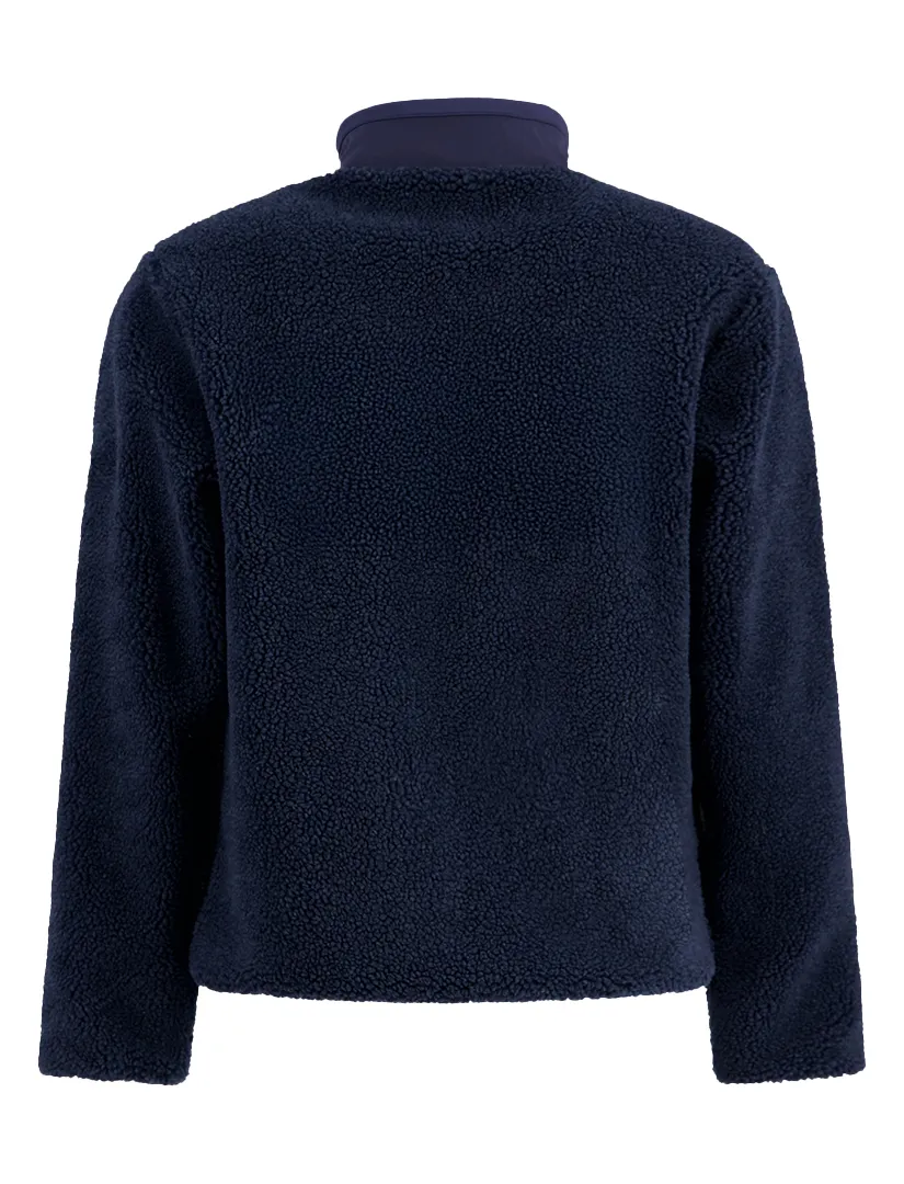 A Fish Named Fred fleece jas donkerblauw effen slim fit