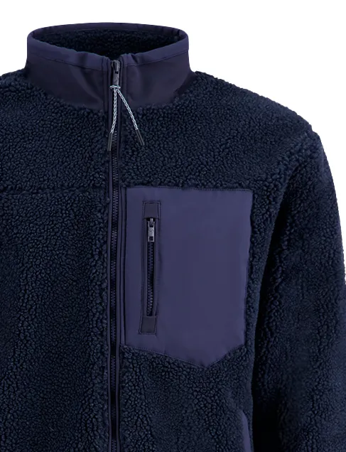 A Fish Named Fred fleece jas donkerblauw effen