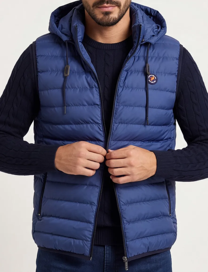 A Fish Named Fred bodywarmer blauw effen