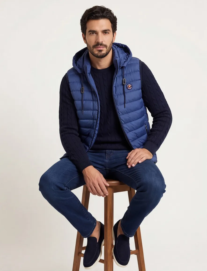 A Fish Named Fred bodywarmer blauw effen slim fit