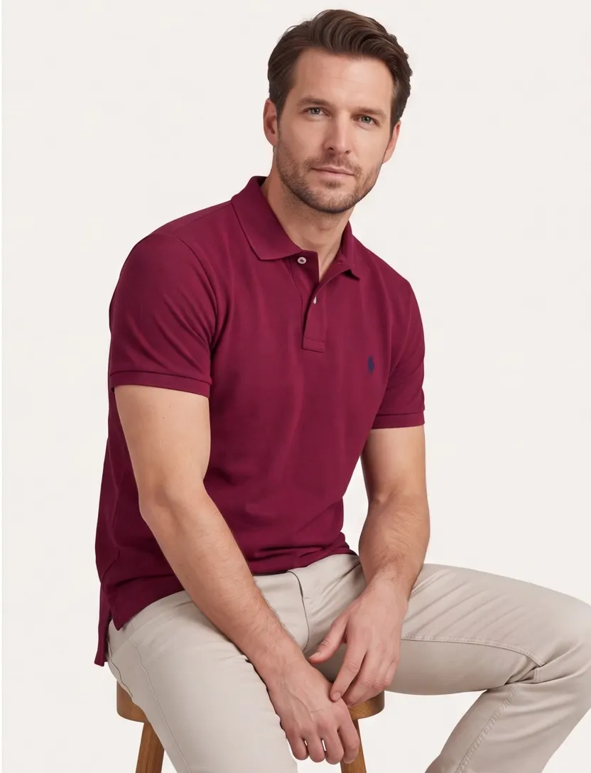 Polo Ralph Lauren classic fit pique polo rood gemêleerd