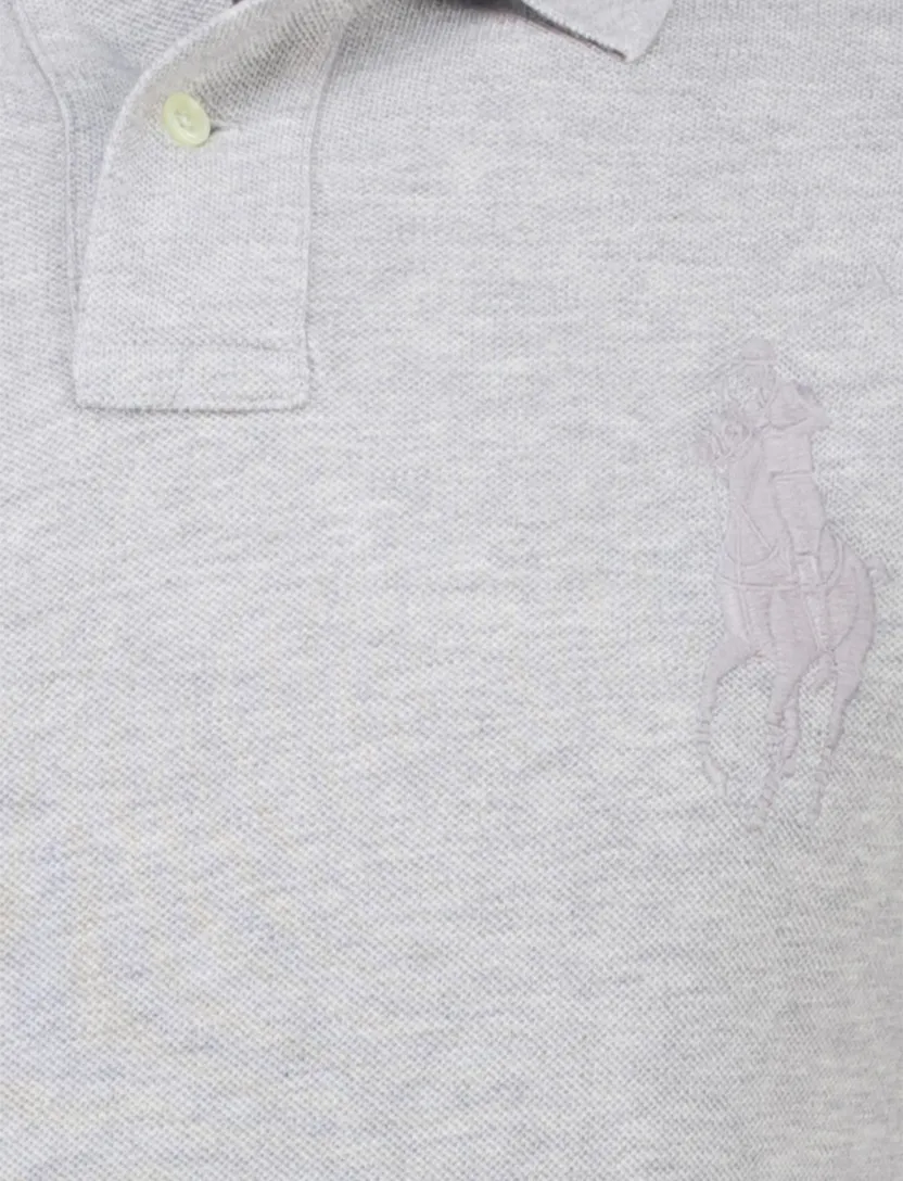 Polo Ralph Lauren custom slim fit polo logo grijs 2-knoops