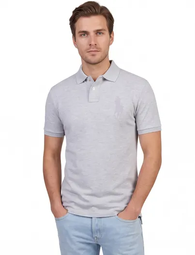 Polo Ralph Lauren Polo Ralph Lauren custom slim fit polo logo grijs 2-knoops