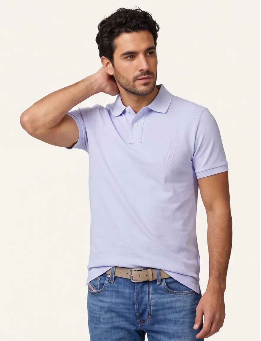 Polo Ralph Lauren custom slim fit polo lichtblauw effen