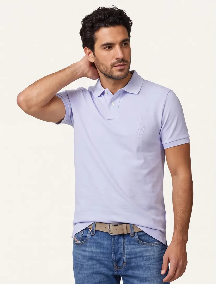 Polo Ralph Lauren custom slim fit polo lichtblauw katoen