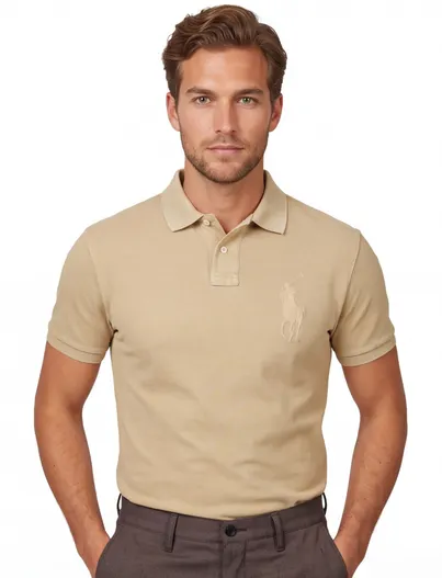 Polo Ralph Lauren Polo Ralph Lauren custom slim fit polo khaki logo korte mouw