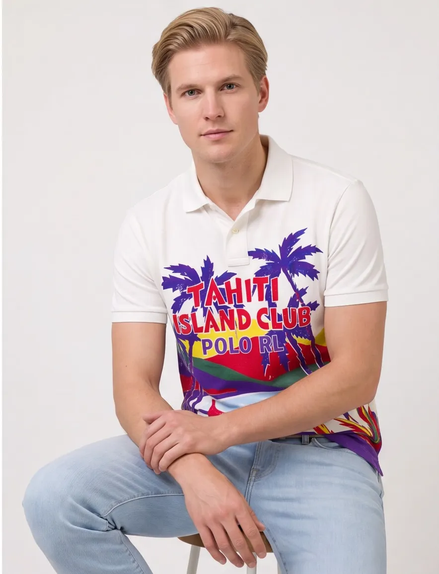 Polo Ralph Lauren custom slim fit polo wit print katoen