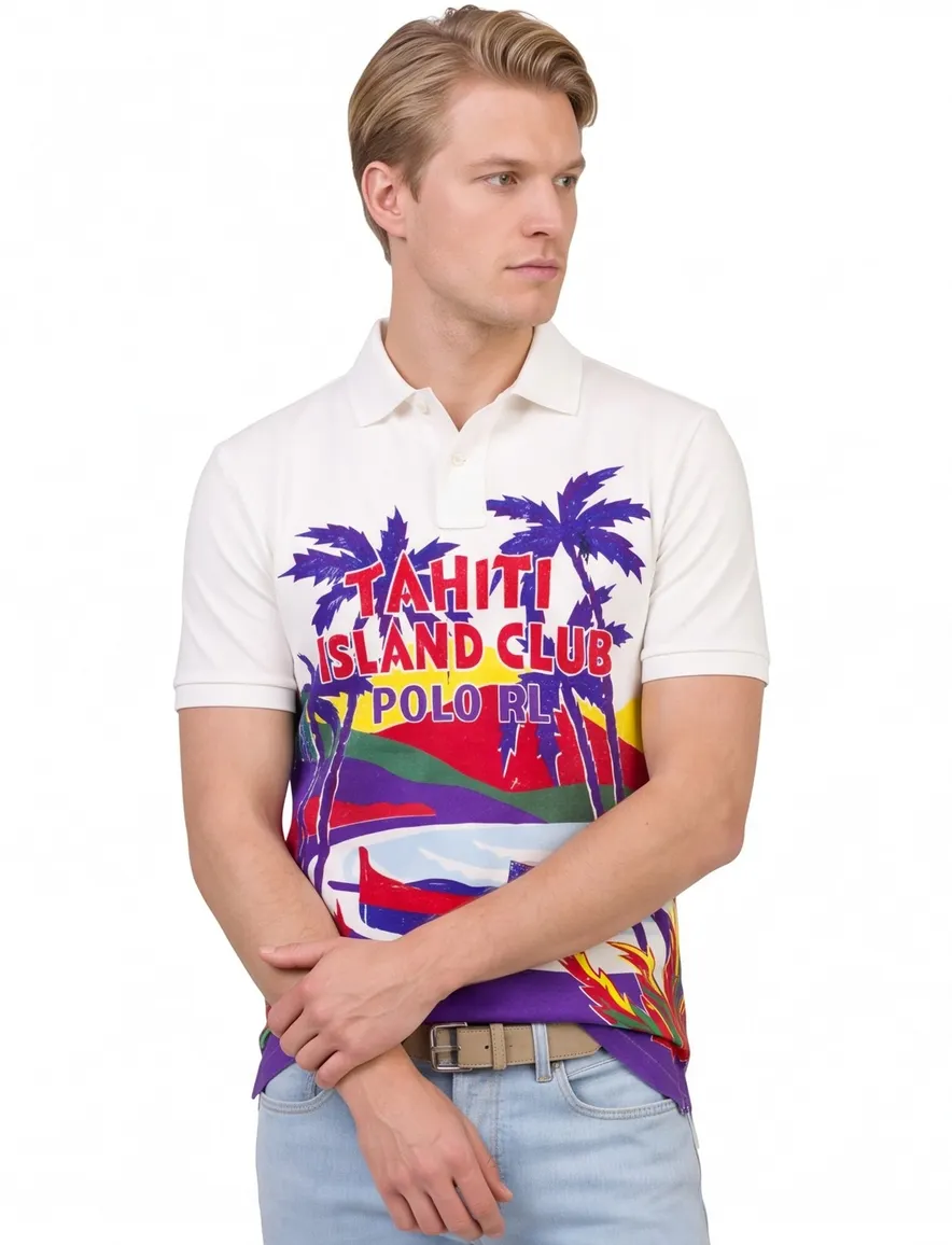 Polo Ralph Lauren custom slim fit polo wit print katoen
