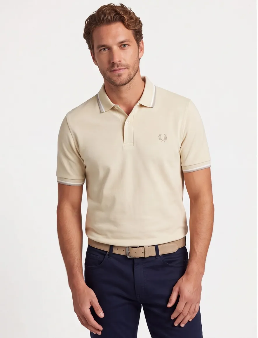 Fred Perry polo beige katoen normale fit effen