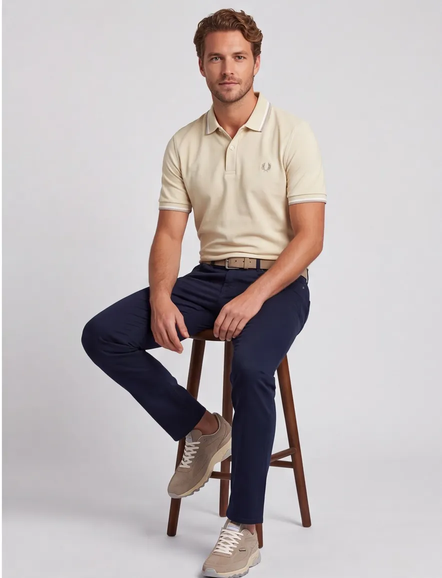 Fred Perry polo beige katoen normale fit effen