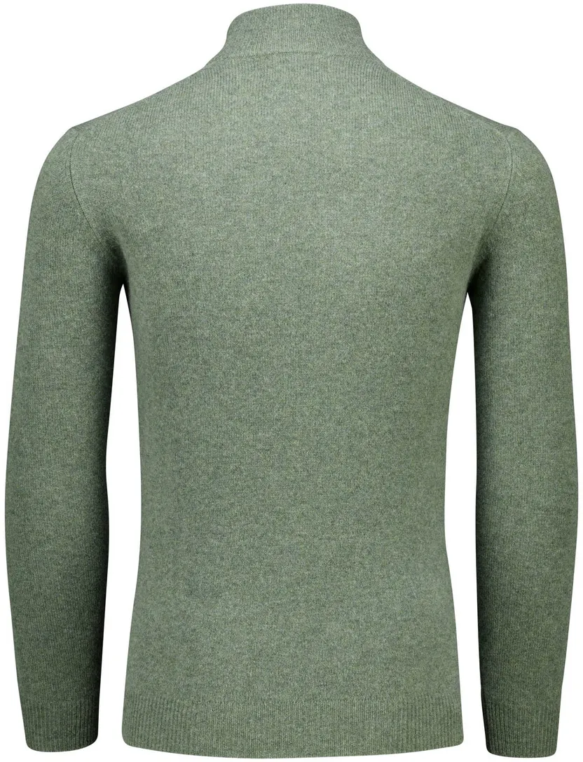 Lamswollen trui half zip Alan Paine groen gemeleerd