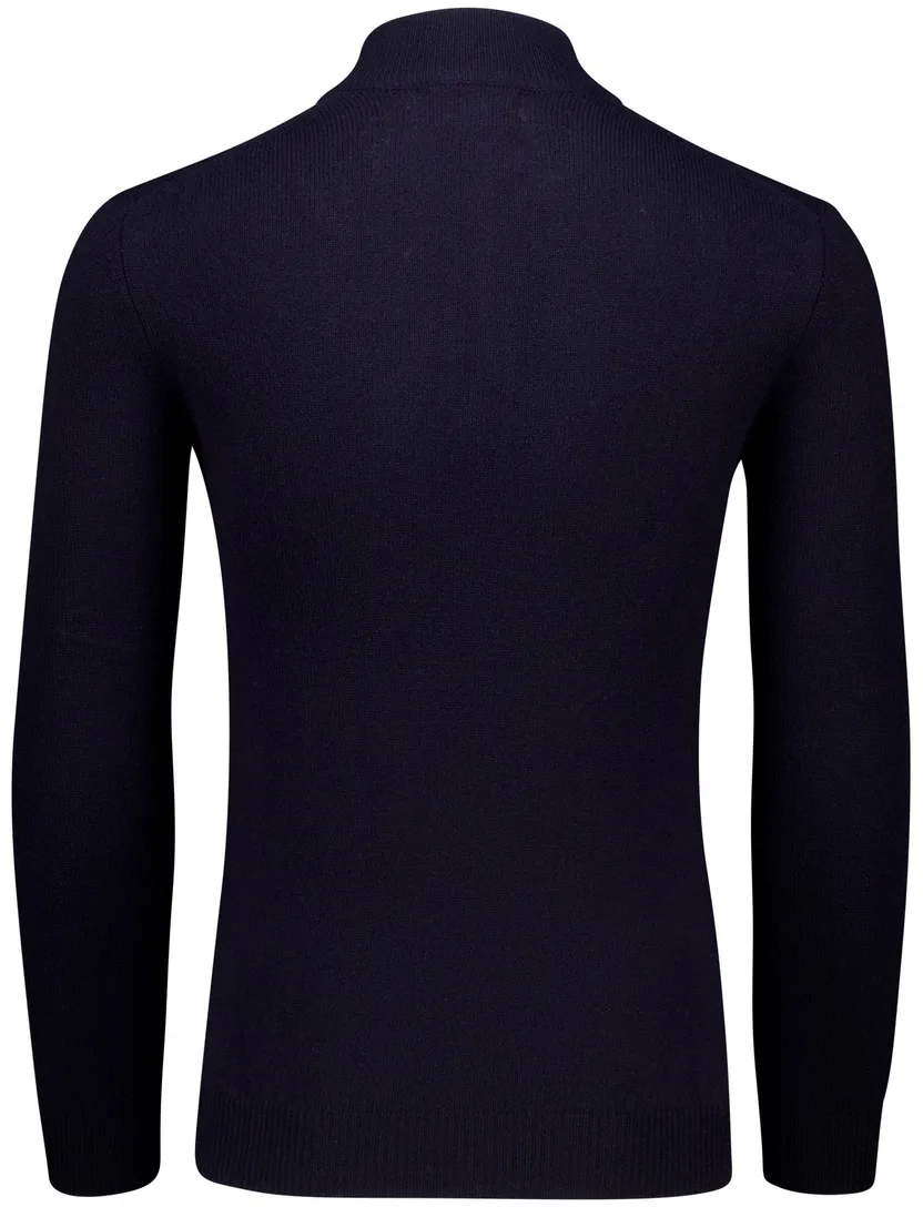Alan Paine half zip trui donkerblauw lamswol effen