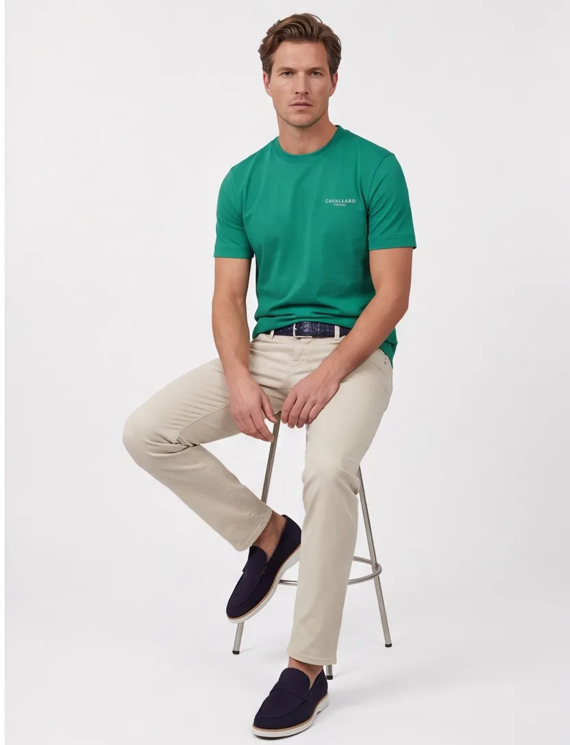 Cavallaro Neapolis T-shirt groen ronde hals gemêleerd