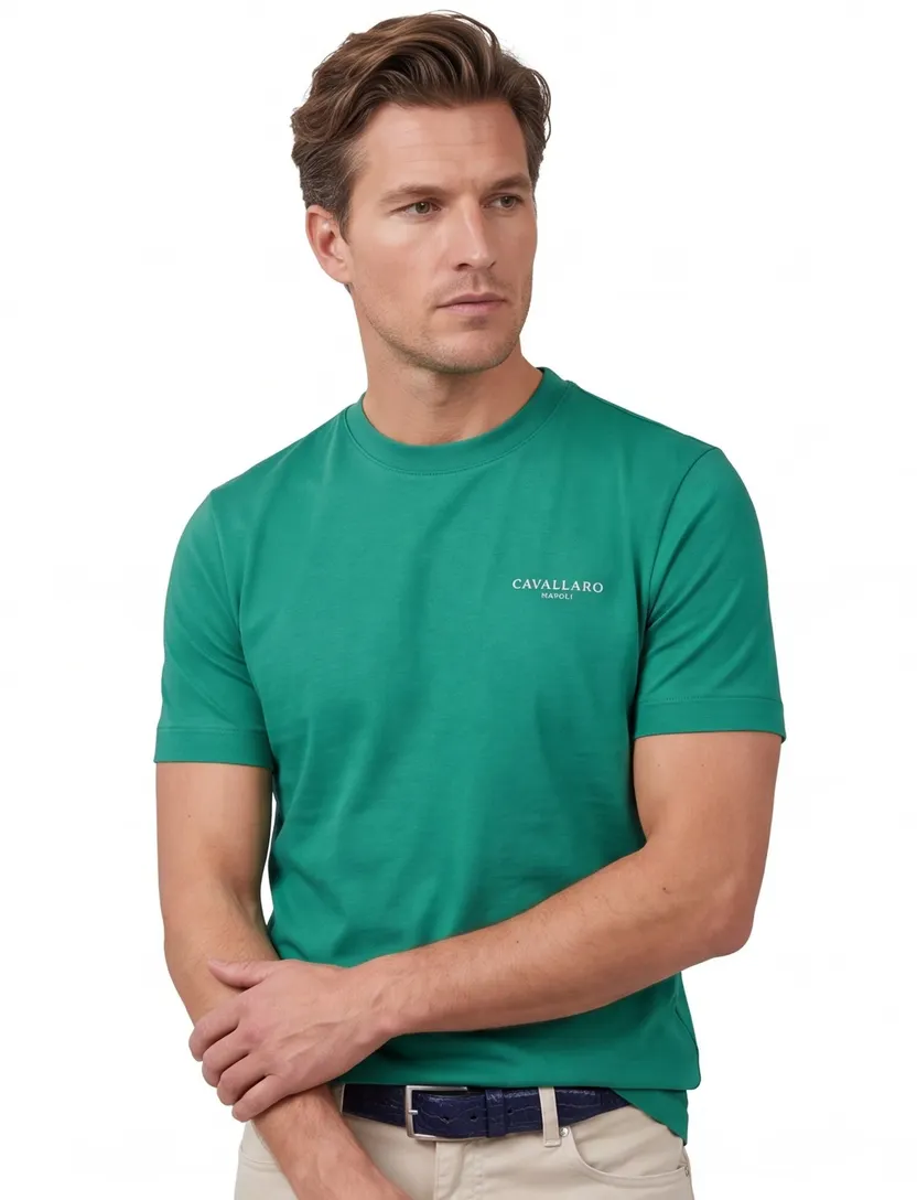 Cavallaro Neapolis T-shirt groen ronde hals gemêleerd
