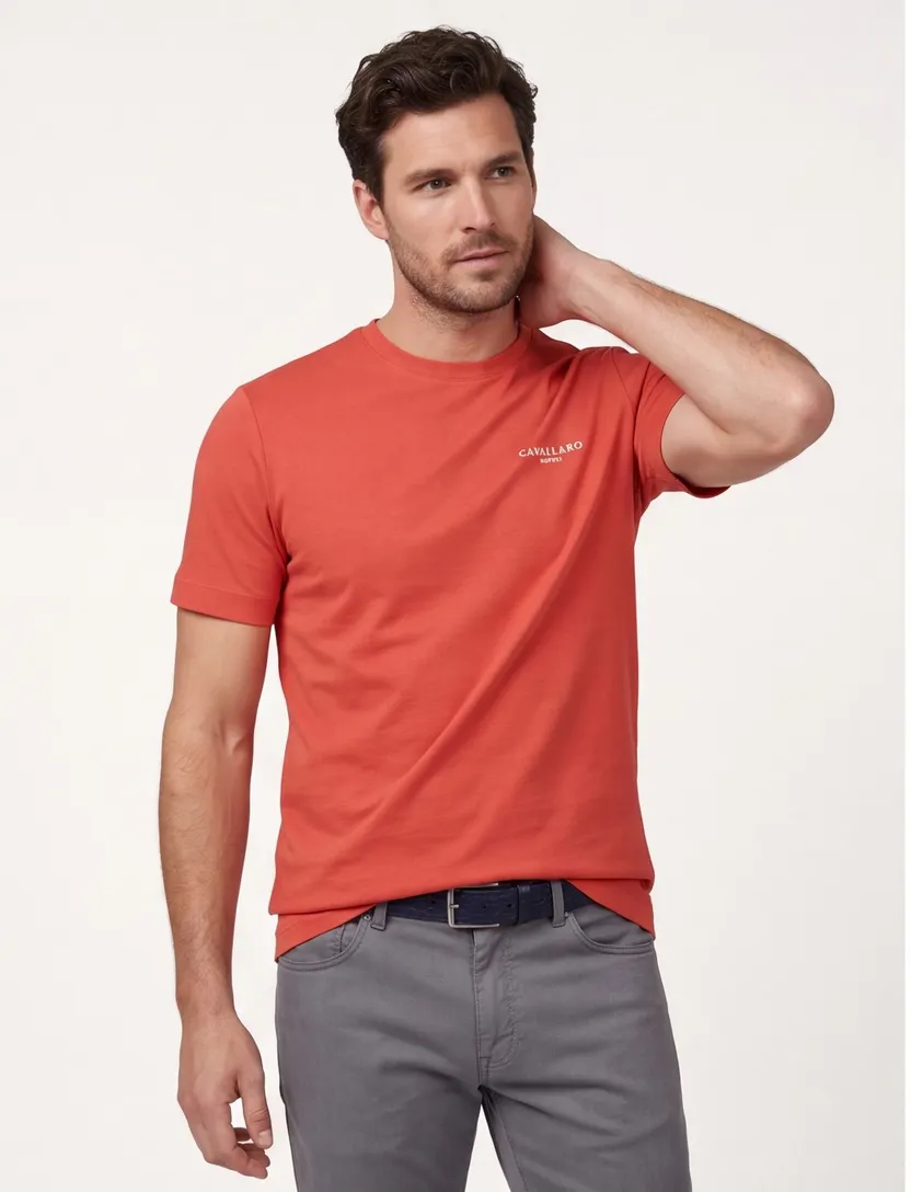 Cavallaro Neapolis T-shirt oranje effen ronde hals