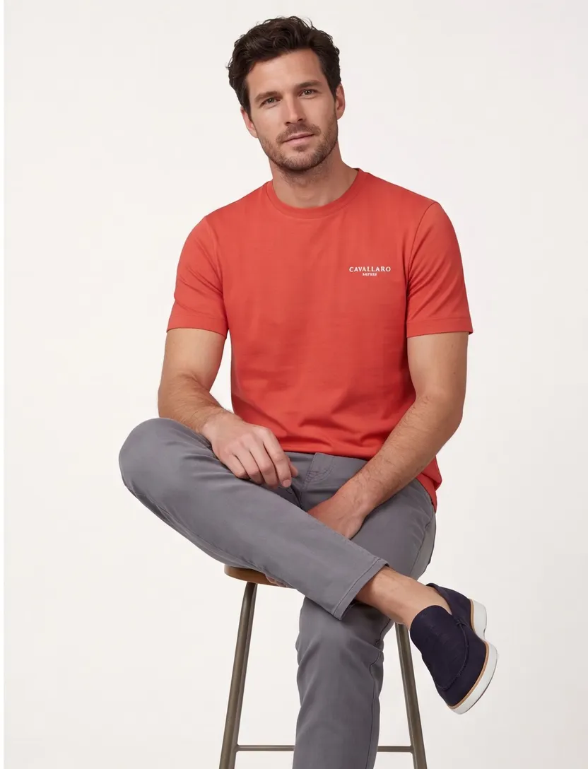 Cavallaro Neapolis T-shirt oranje effen ronde hals