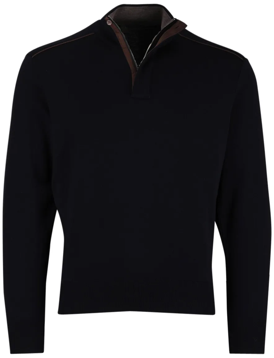 Paul & Shark trui navy half zip lamswol