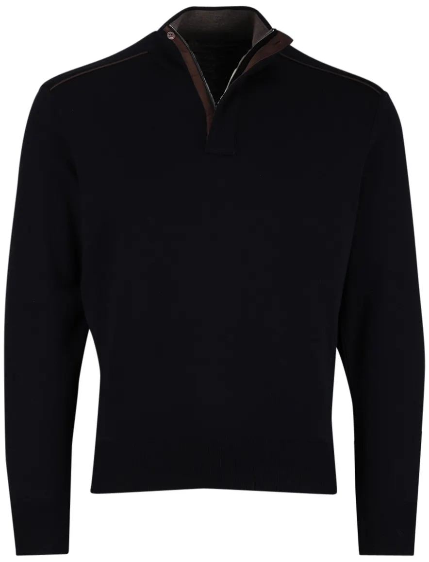 Paul & Shark trui navy half zip lamswol