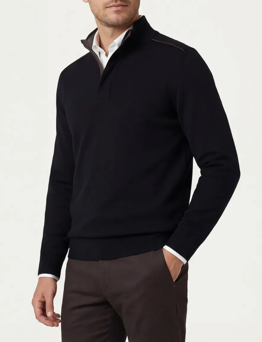 Paul & Shark trui navy half zip lamswol