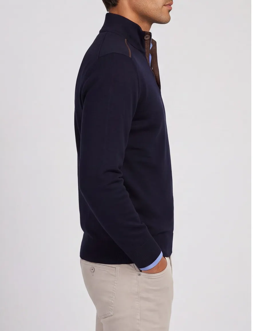 Paul & Shark trui navy half zip lamswol