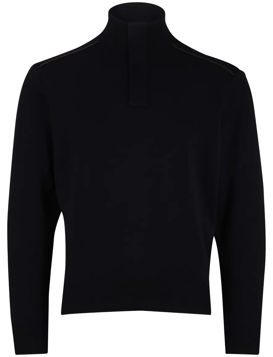 Paul & Shark trui navy half zip lamswol