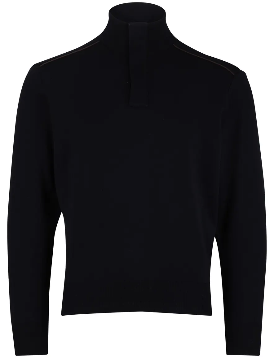 Paul & Shark trui navy half zip lamswol