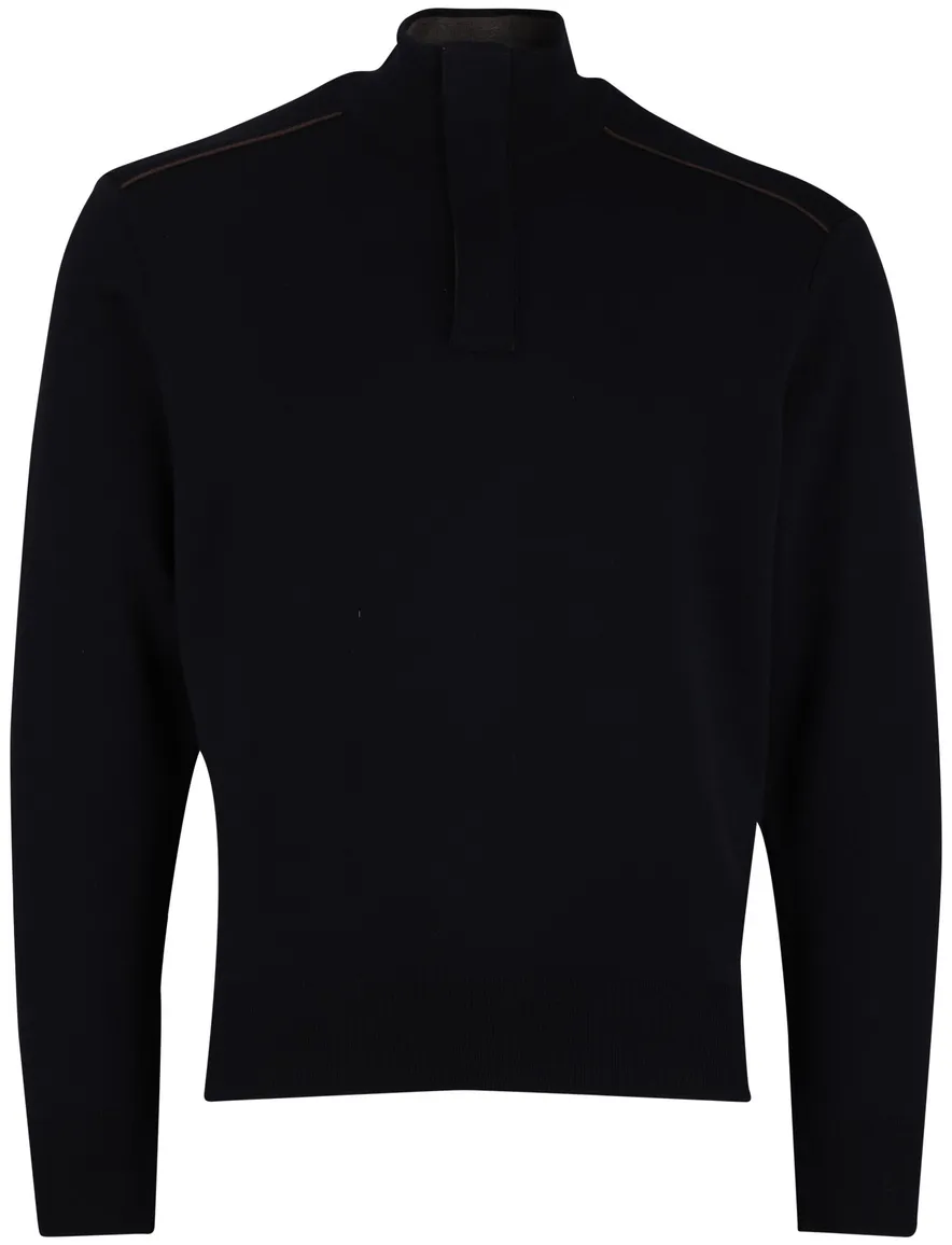 Paul & Shark trui navy half zip lamswol