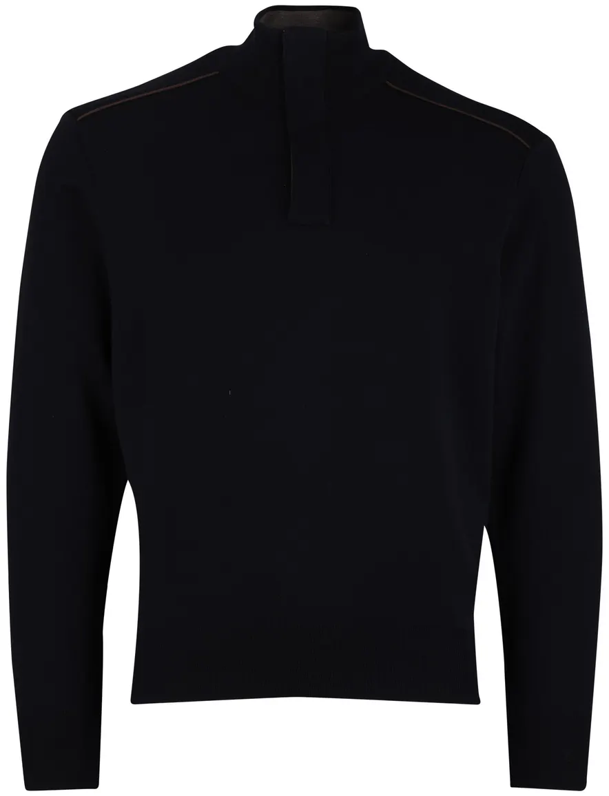 Paul & Shark trui navy half zip lamswol