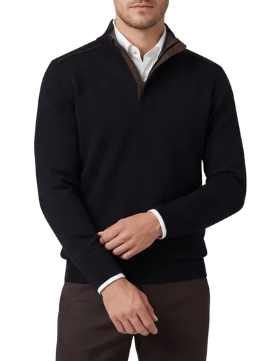 Paul & Shark Paul & Shark trui navy half zip lamswol