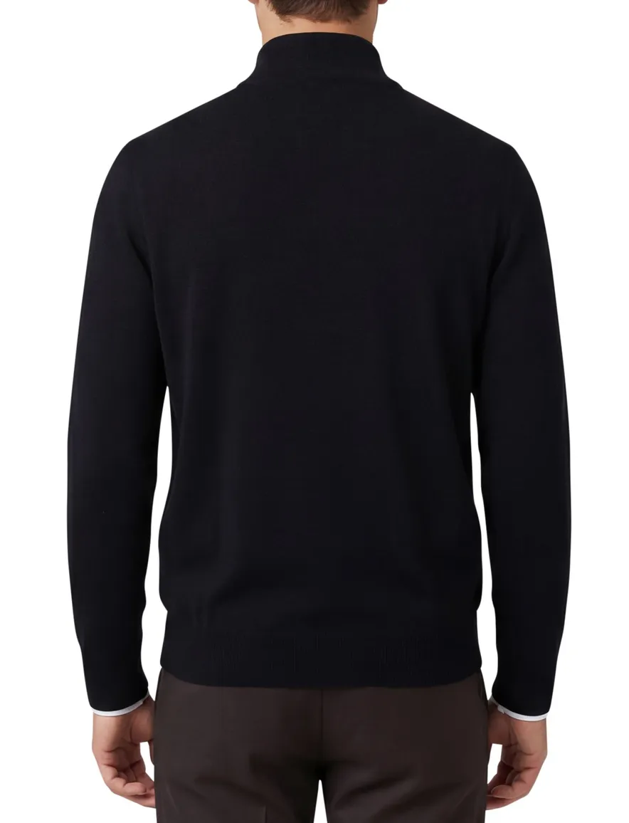 Paul & Shark trui navy half zip lamswol
