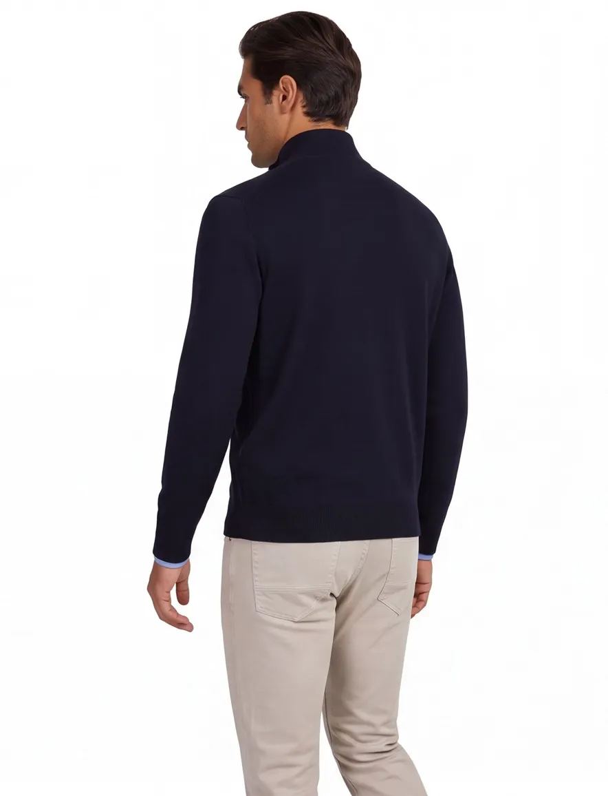 Paul & Shark trui navy half zip lamswol
