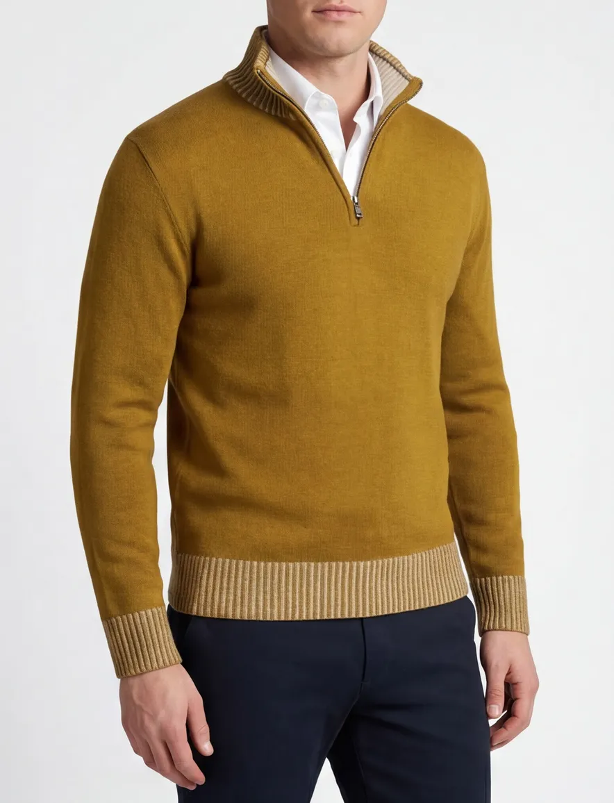 Paul & Shark half zip trui okergeel gebreid