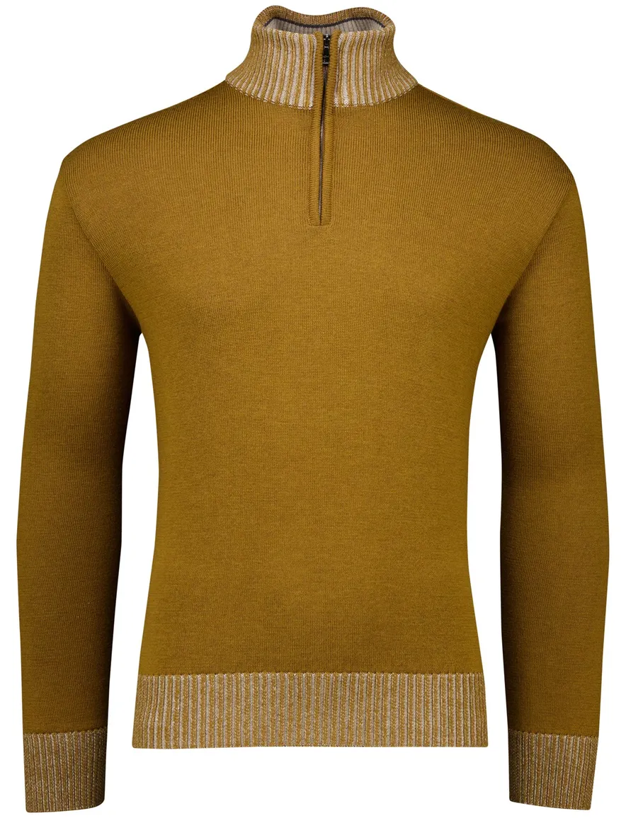 Paul & Shark half zip trui okergeel gebreid