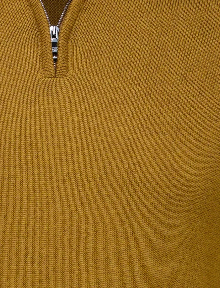 Paul & Shark half zip trui okergeel gebreid