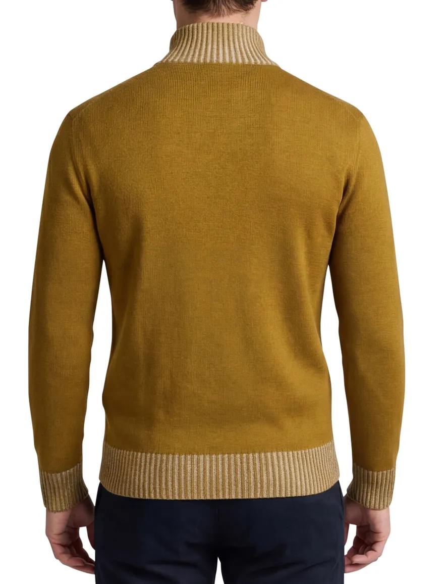 Paul & Shark half zip trui okergeel gebreid