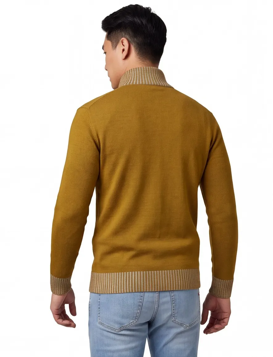 Paul & Shark half zip trui okergeel gebreid
