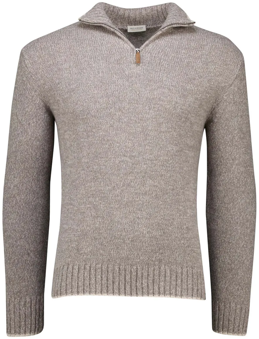 Paul & Shark half zip trui grijs gemêleerd