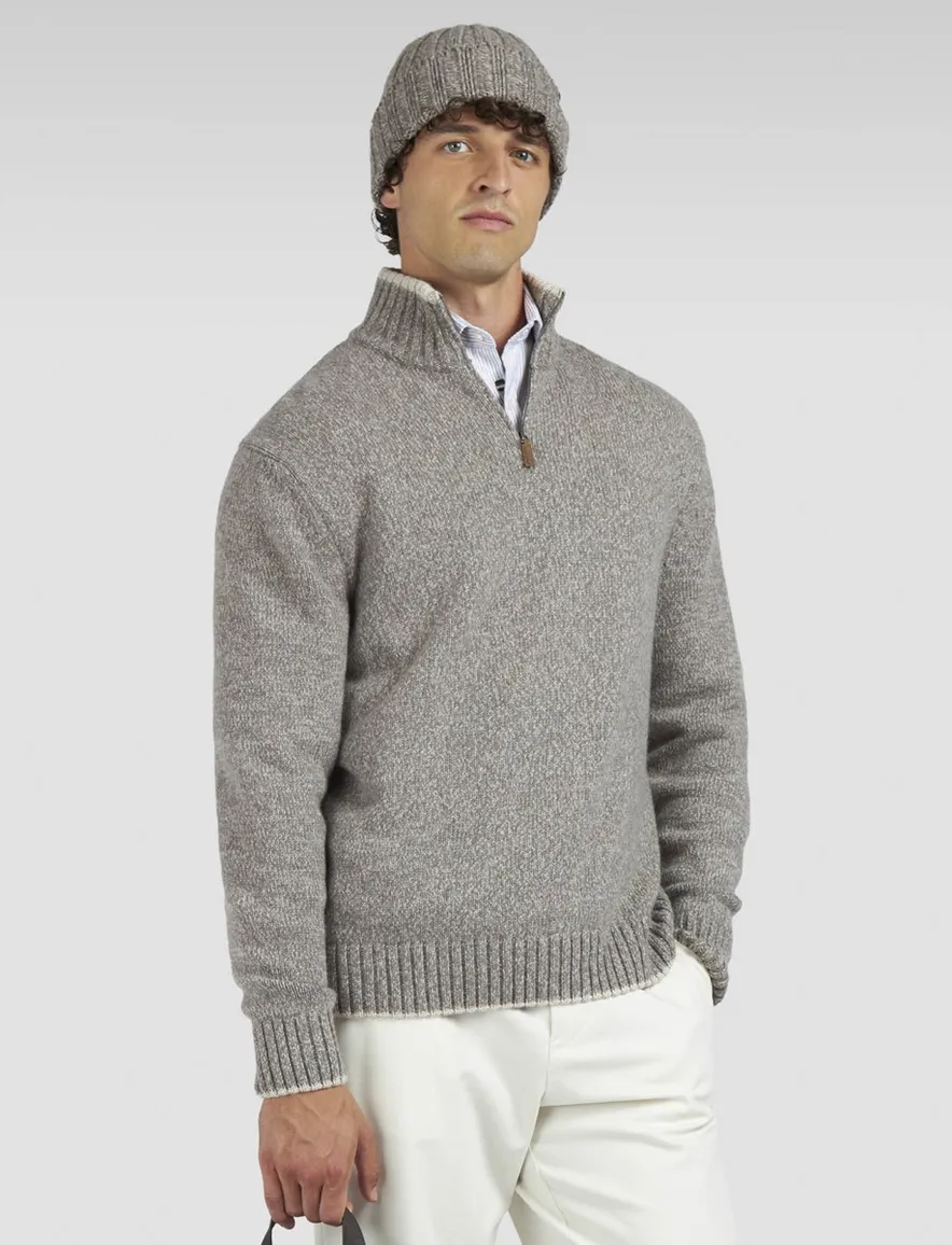 Paul & Shark half zip trui grijs gemêleerd